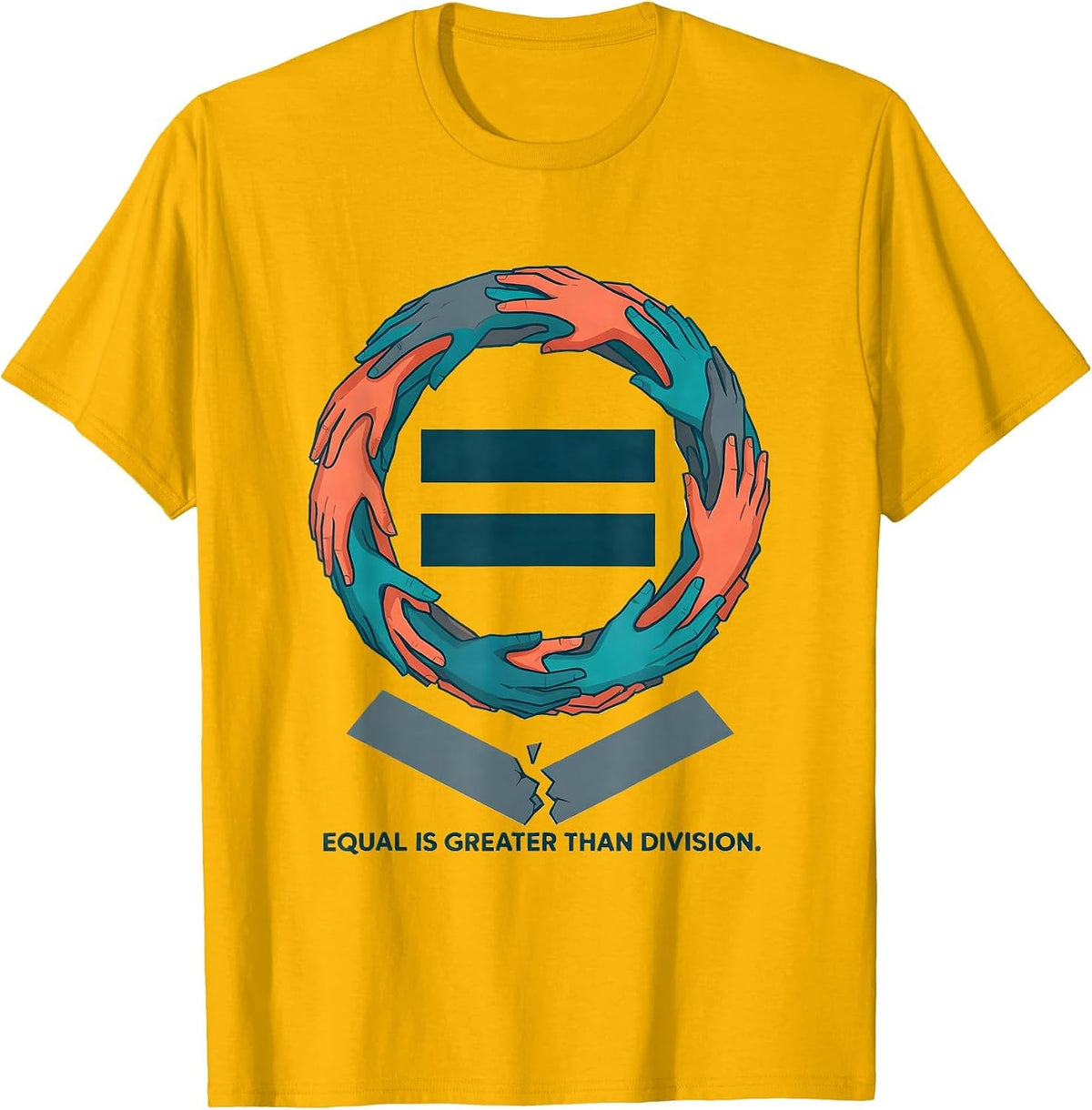 Equal Is Greater Than Division Antiracism Equality Symbol T-Shirt - Golden Yellow