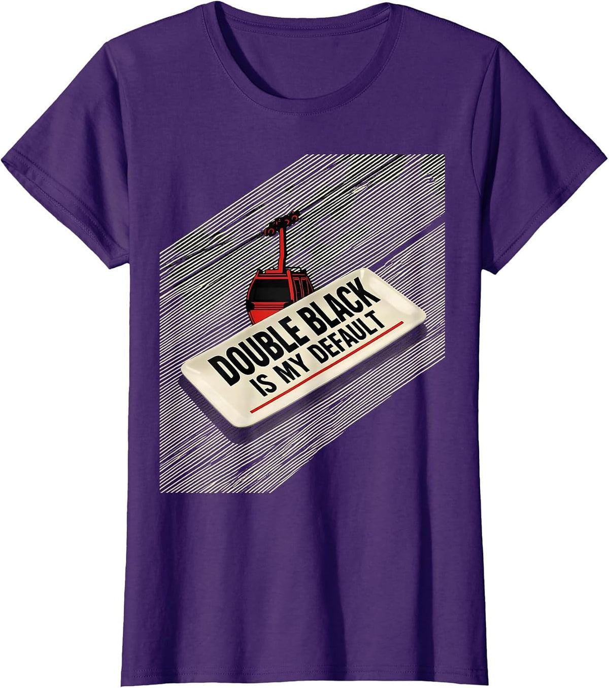 Women's Double Black Is My Default Vintage Ski Humor Snowboarder T-Shirt - Purple