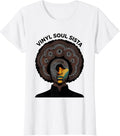 Women's Vinyl Soul Sista Retro 70s Funk Afro Soul Disco T-Shirt - White