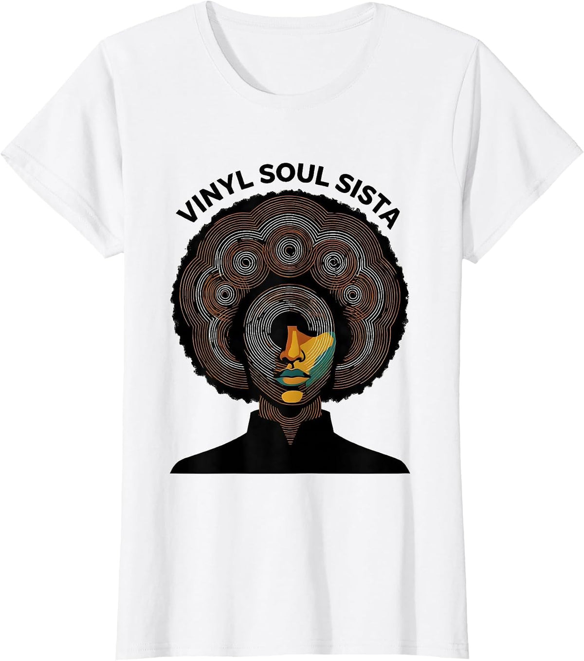 Women's Vinyl Soul Sista Retro 70s Funk Afro Soul Disco T-Shirt - White