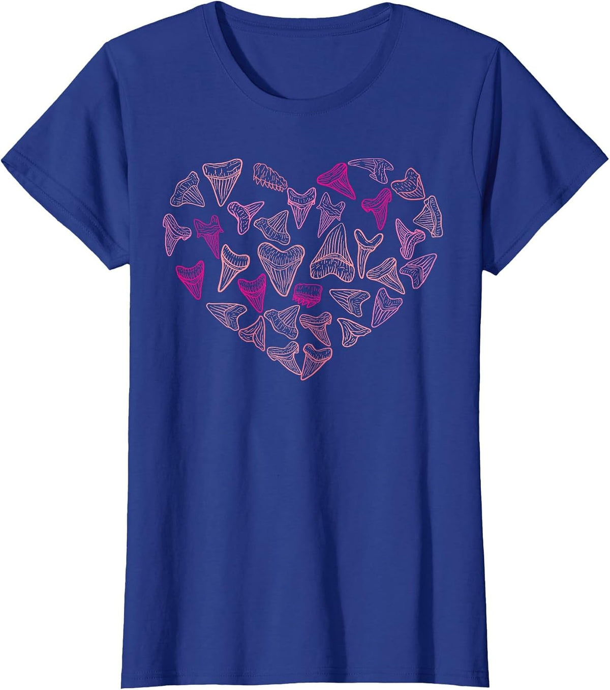 Types of Sharks, Tooth Hearts, Valentine's Day, Fossil Marine Biology T-Shirt - Royal Blue