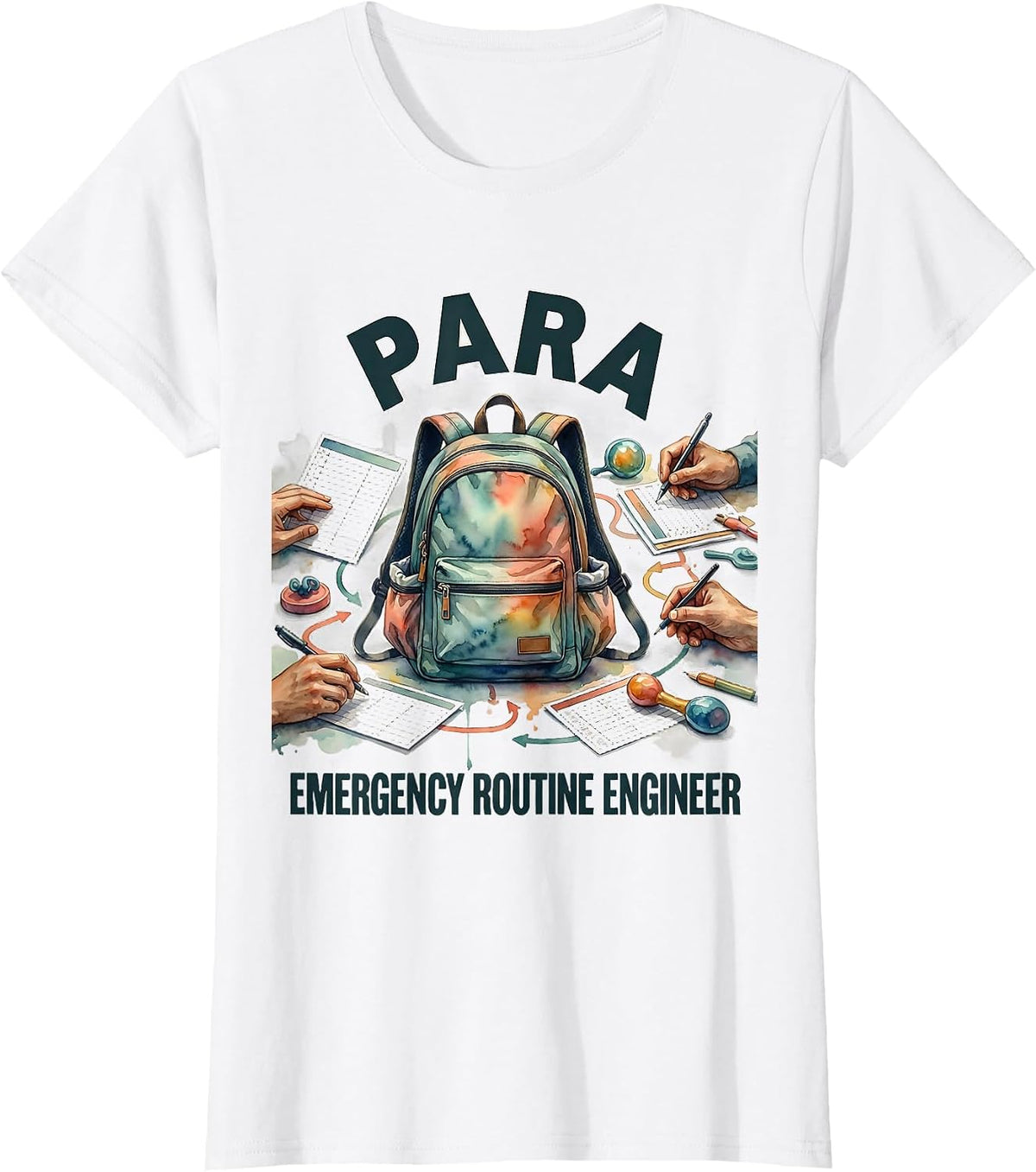 Women's Para Emergency Routine Engineer Funny Paraprofessional T-Shirt - White