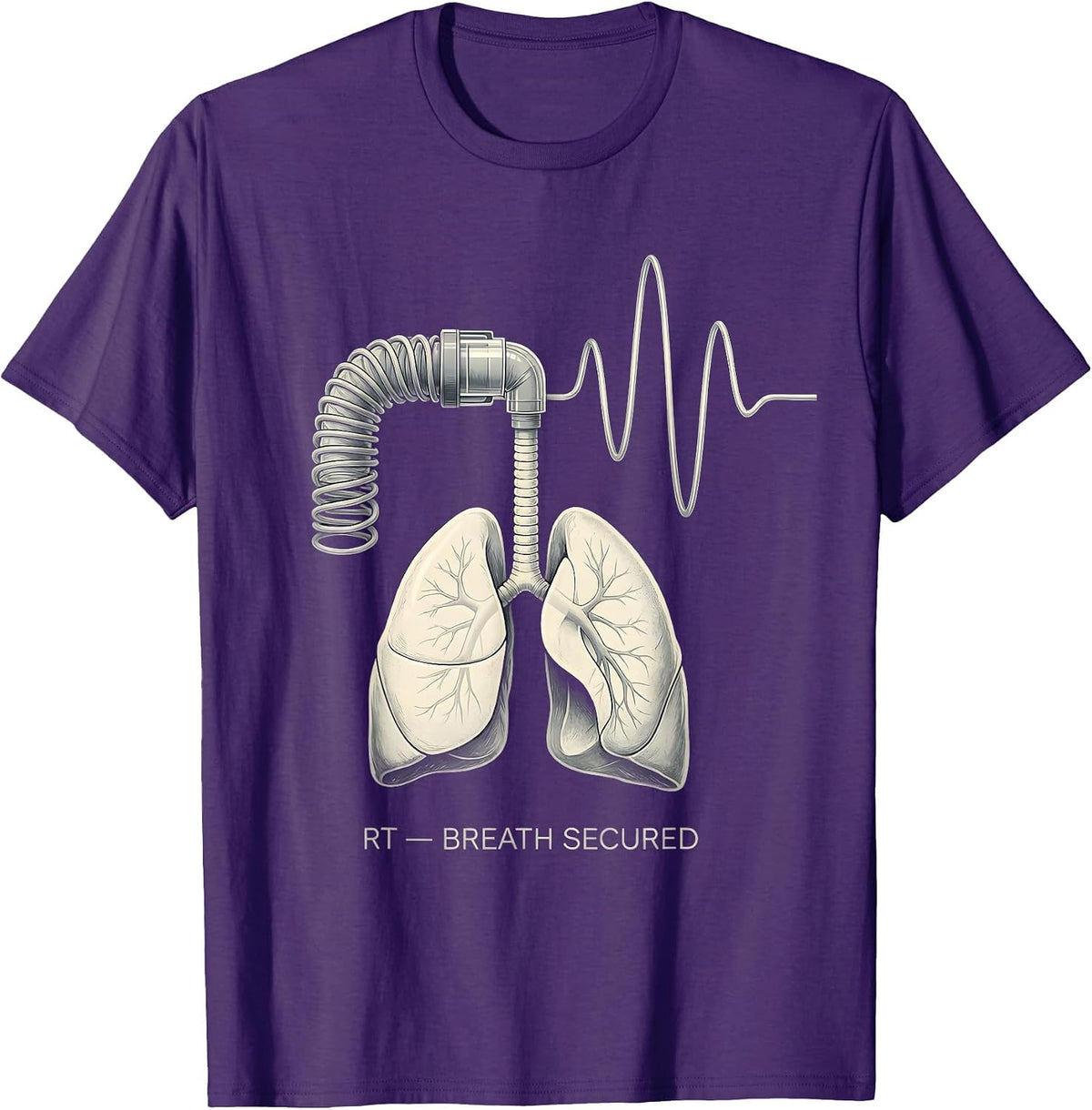 RT Breath Secured Respiratory Therapist RT Care Week T-Shirt - Purple