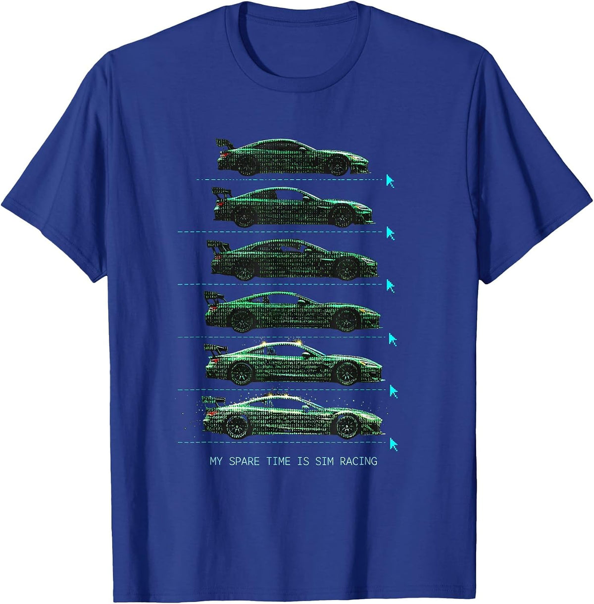 Men's My Spare Time Is Sim Racing Funny Car Enthusiast Hobbyist T-Shirt - Royal Blue