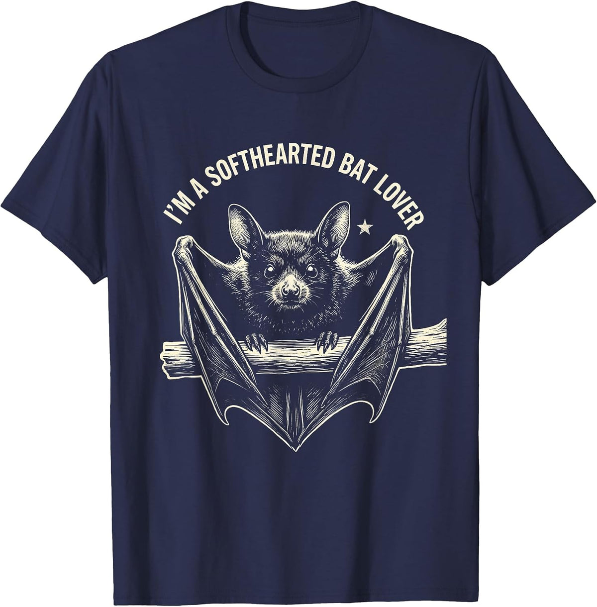 Men's I'm A Softhearted Bat Lover Funny Bat Lover Halloween Nature T-Shirt - Navy Blue