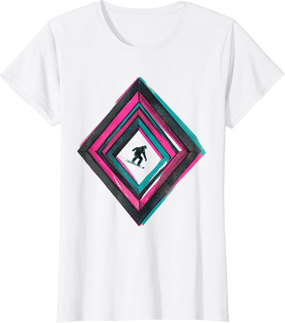 Double Diamond Grading Gate Snowboarder Dad Humor T-Shirt - White