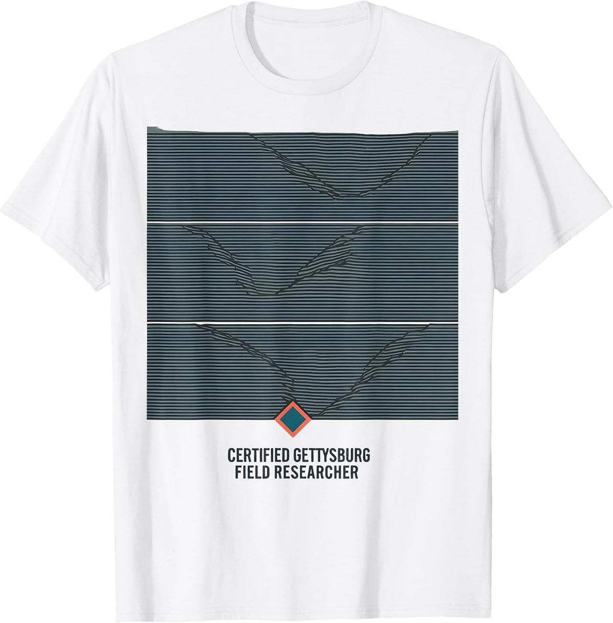 Men's Certified Gettysburg Field Researcher Flat Vector Civil War T-Shirt - White