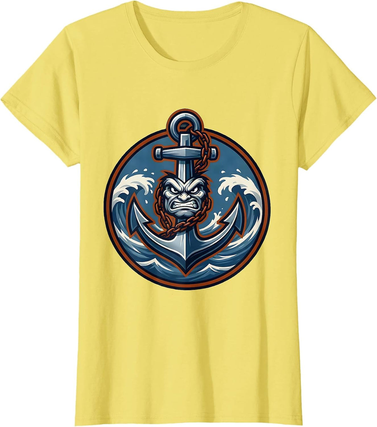 Anchor Sinking Into Dark Ocean Graphic T-Shirt - Lemon Yellow