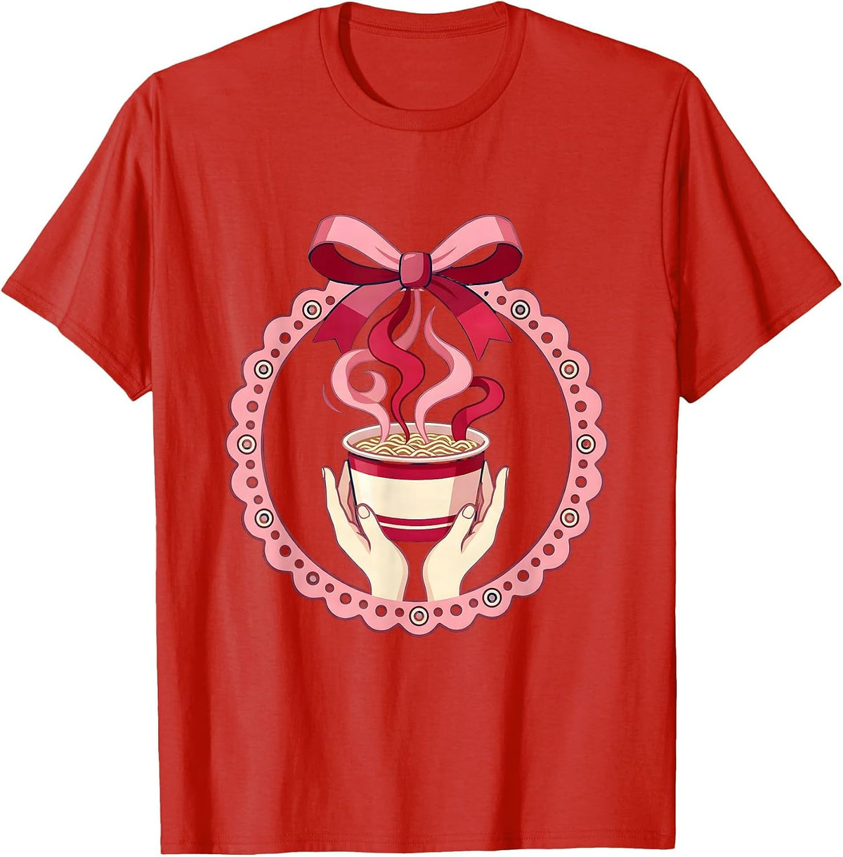 Men's Midnight Ramen Cup Graphic Tee T-Shirt - Red