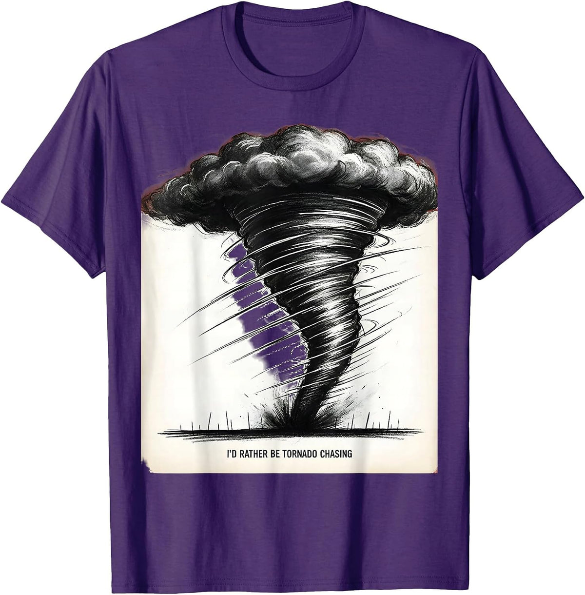 I'd Rather Be Tornado Chasing Funny Storm Chaser Meteorology T-Shirt - Purple