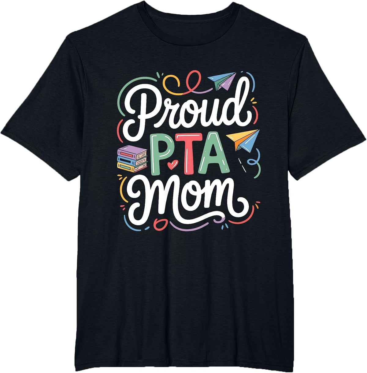 Cute School Supporter Meeting Matching Women Proud PTA Mom T-Shirt - Black