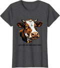 Women's Just One Boy Who Loves Cows Cartoon Farm Kid Humor T-Shirt - Dark Heather Grey
