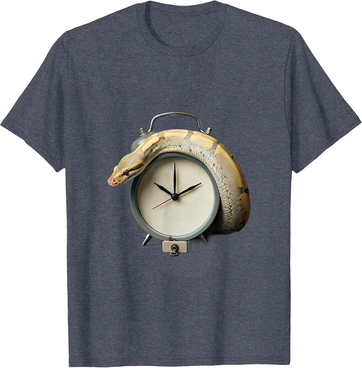 Ball Python Clock Reptile Keeper Minimalist Humor T-Shirt - Heather Blue