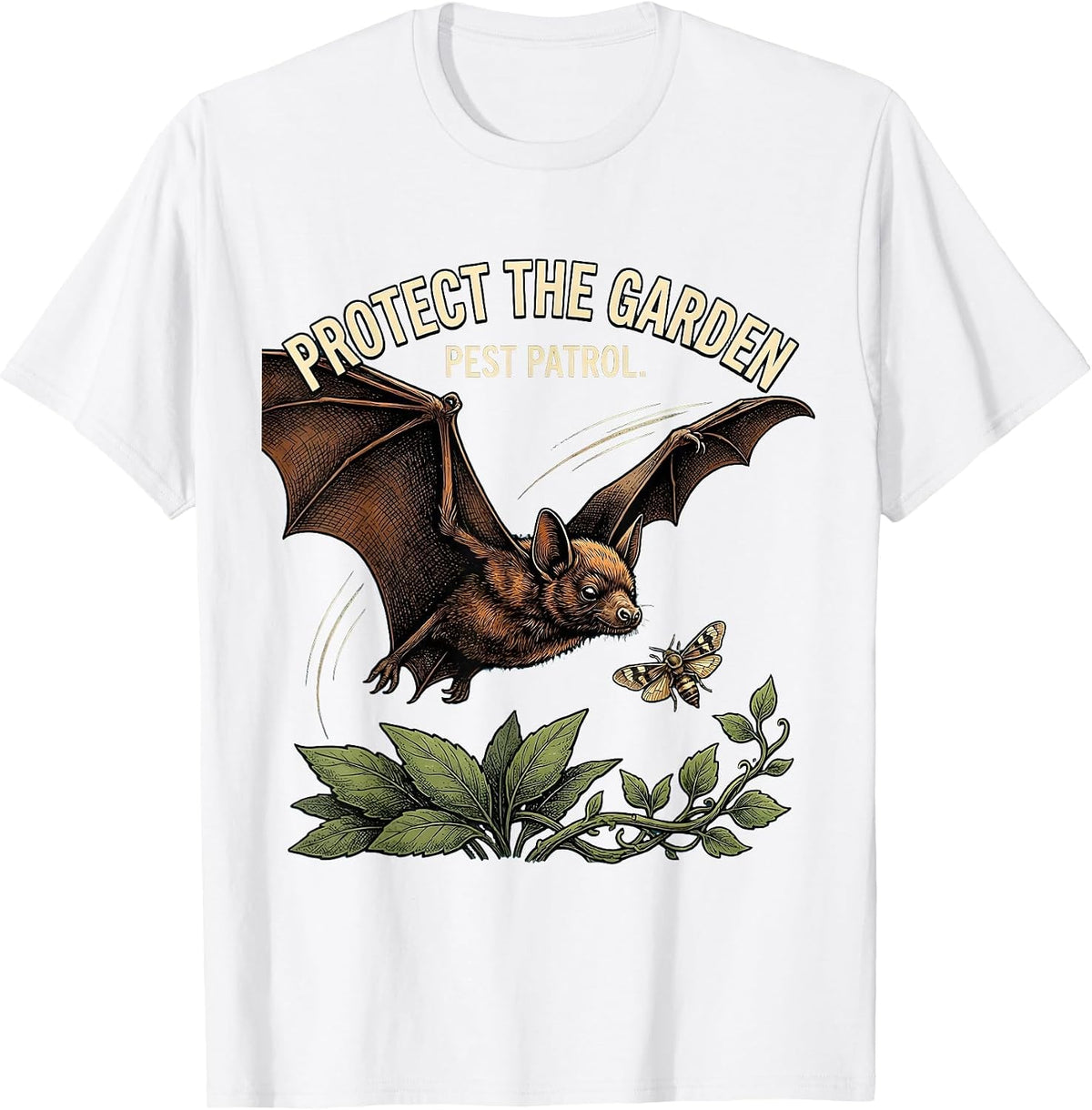 Men's Protect The Garden Pest Patrol Bat Lover Wildlife T-Shirt - White