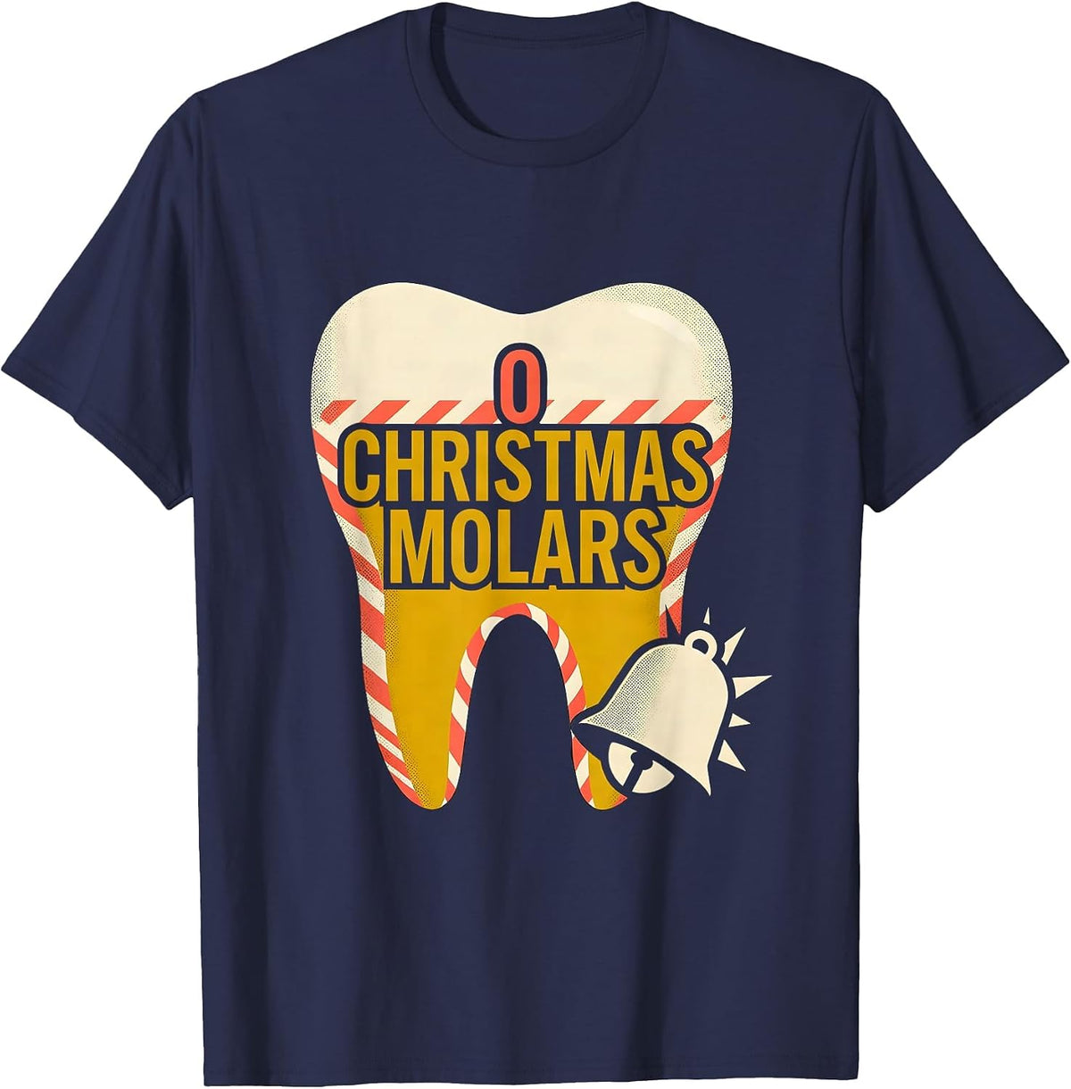 Men's O Christmas Molars Funny Dentist Dental Team Christmas Humor T-Shirt - Navy Blue