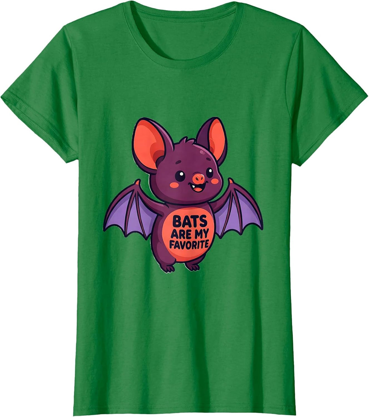 Women's Bats Are My Favorite Cute Kawaii Bat Lover Wildlife Humor T-Shirt - Kelly Green