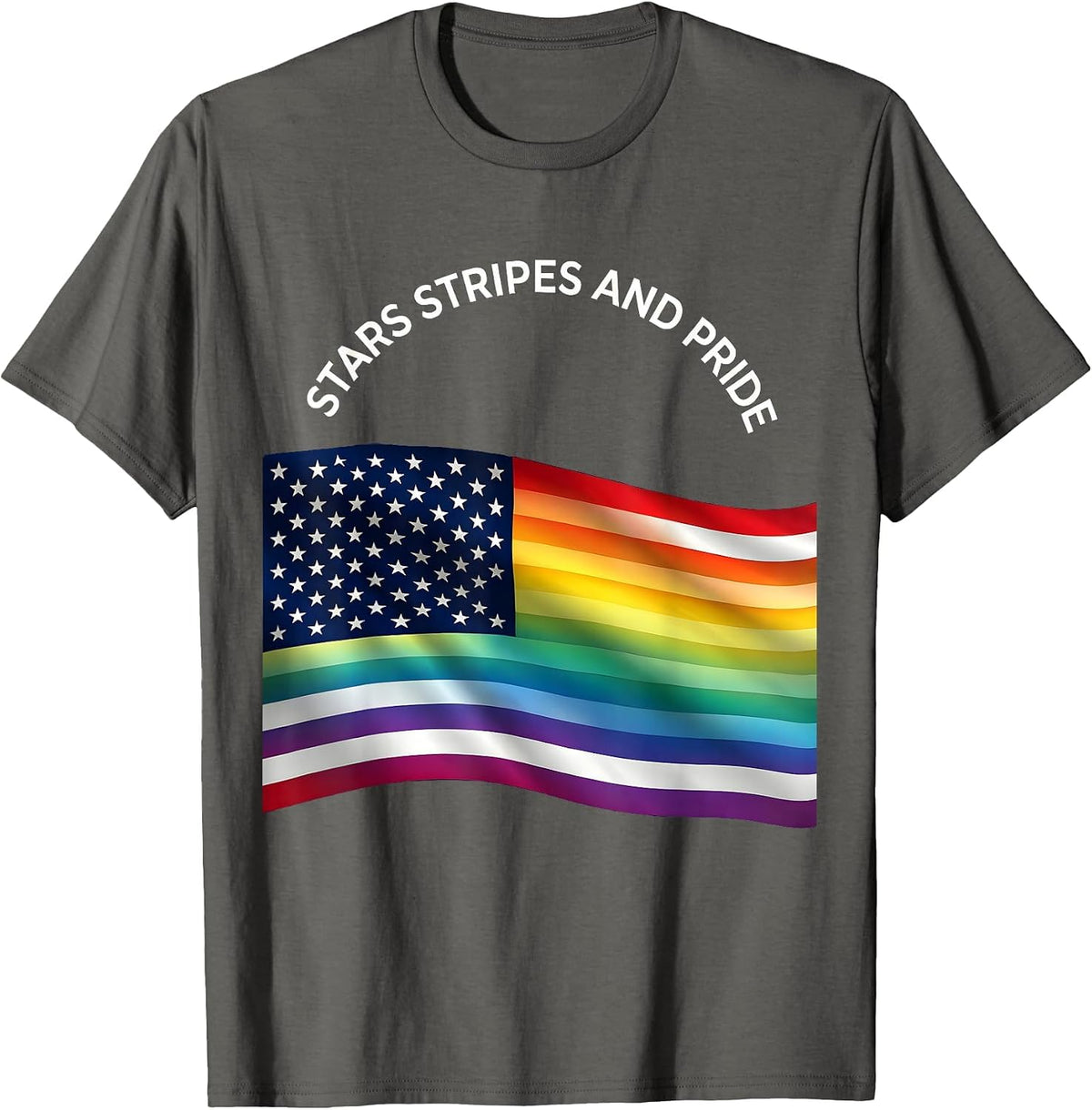 Stars Stripes and Pride American Flag Design T-Shirt - Asphalt Grey