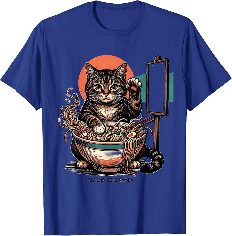 My Choice Is Ramen Funny Kawaii Anime Cat Ramen Lover Gift T-Shirt - Royal Blue