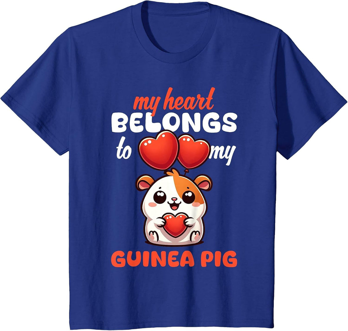 Cute My Heart Belongs to My Guinea Pigs Lover Graphic Cavy T-Shirt - Royal Blue