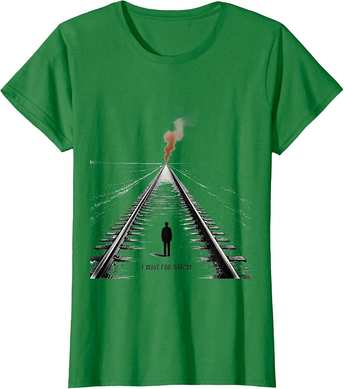 Women's I Wait For Steam Vintage Steam Locomotive Train Enthusiast T-Shirt - Kelly Green