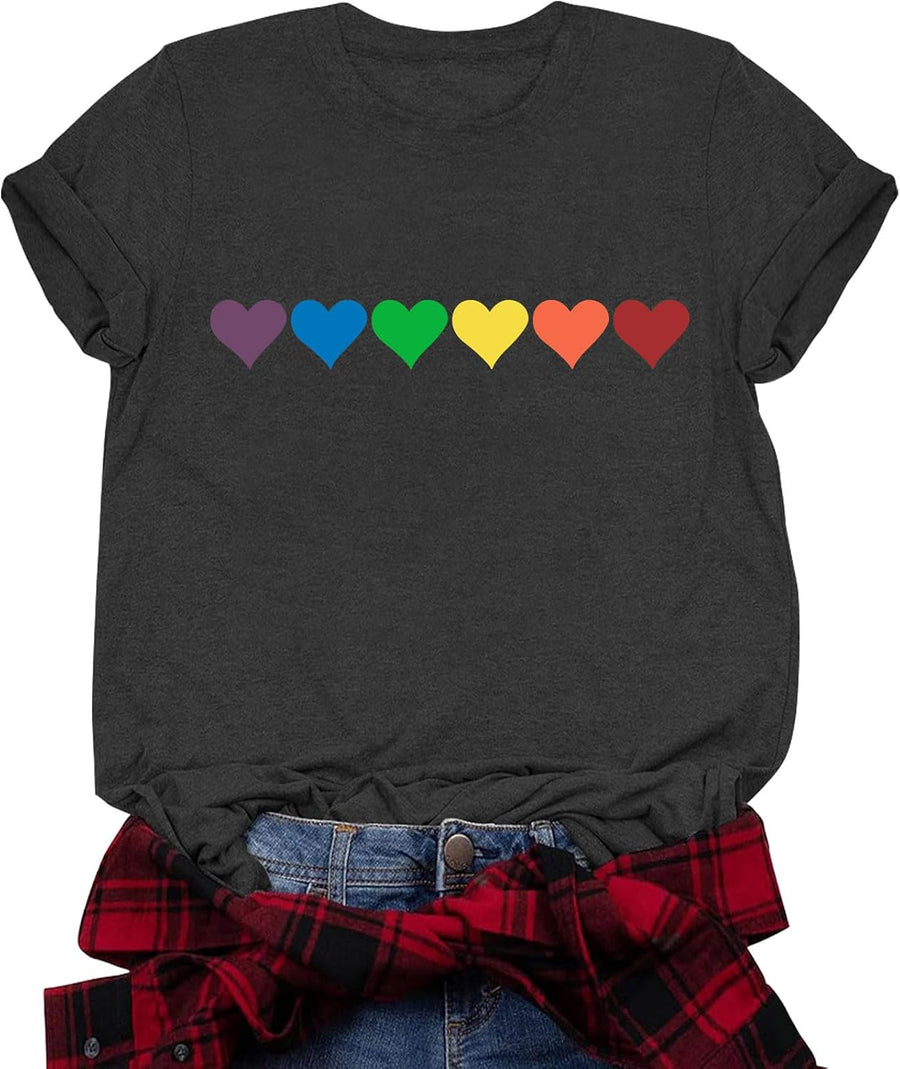 Pride Shirts for Women Gay LGBT Rainbow Equality T-Shirt LGBTQ Pride Month Blouse Tops - Deepgrey