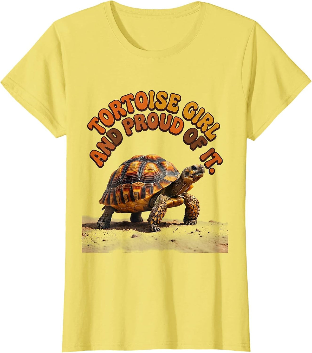 Women's Tortoise Girl And Proud Of It Retro 70s Turtle Lover Gift T-Shirt - Lemon Yellow