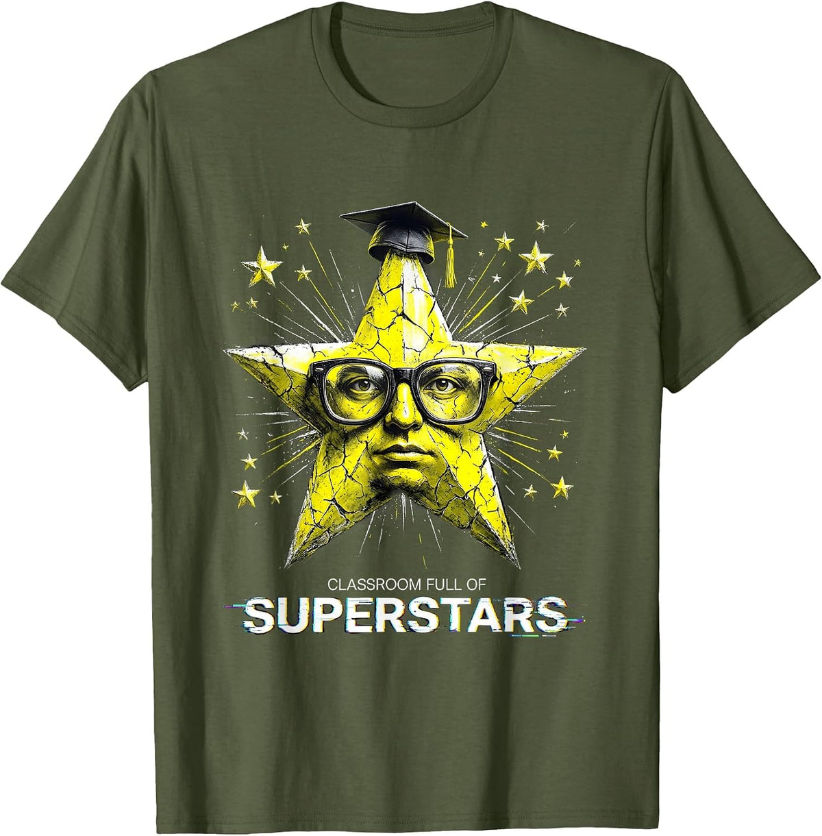 Classroom Full of Superstars 3rd Grade Teacher T-Shirt - Olive Green