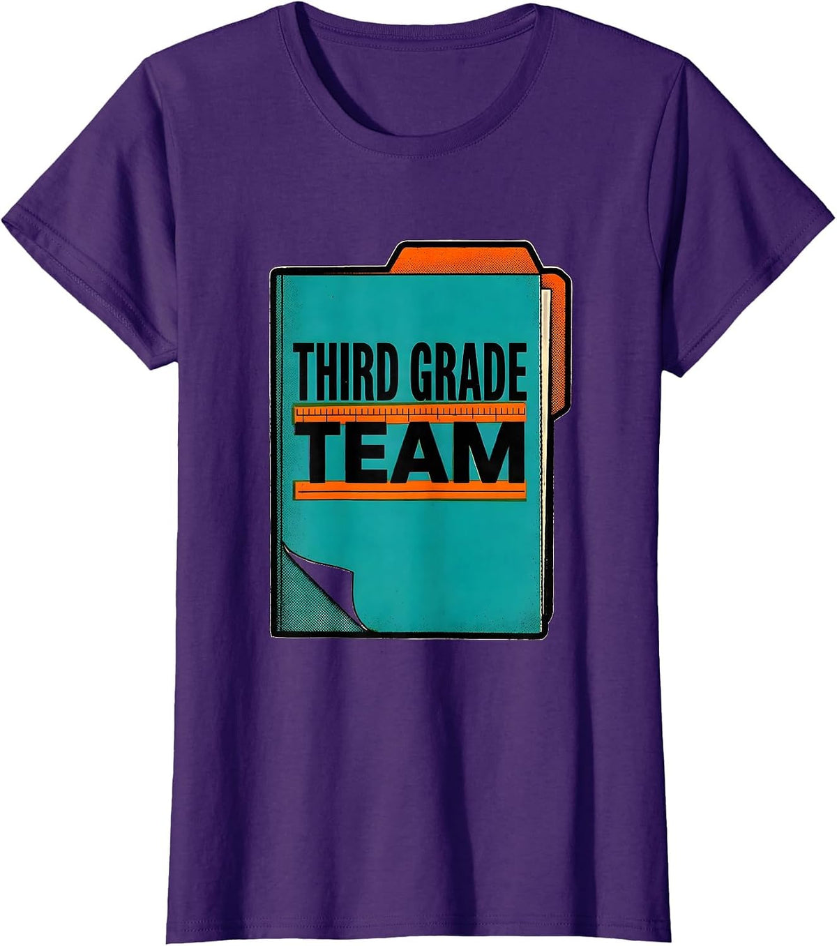 Women's Third Grade Team Risograph Teacher Crew Back To School Gift T-Shirt - Purple