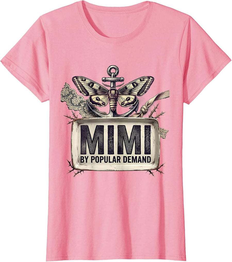 Women's Mimi By Popular Demand Grandma Graphic Design T-Shirt - Pink