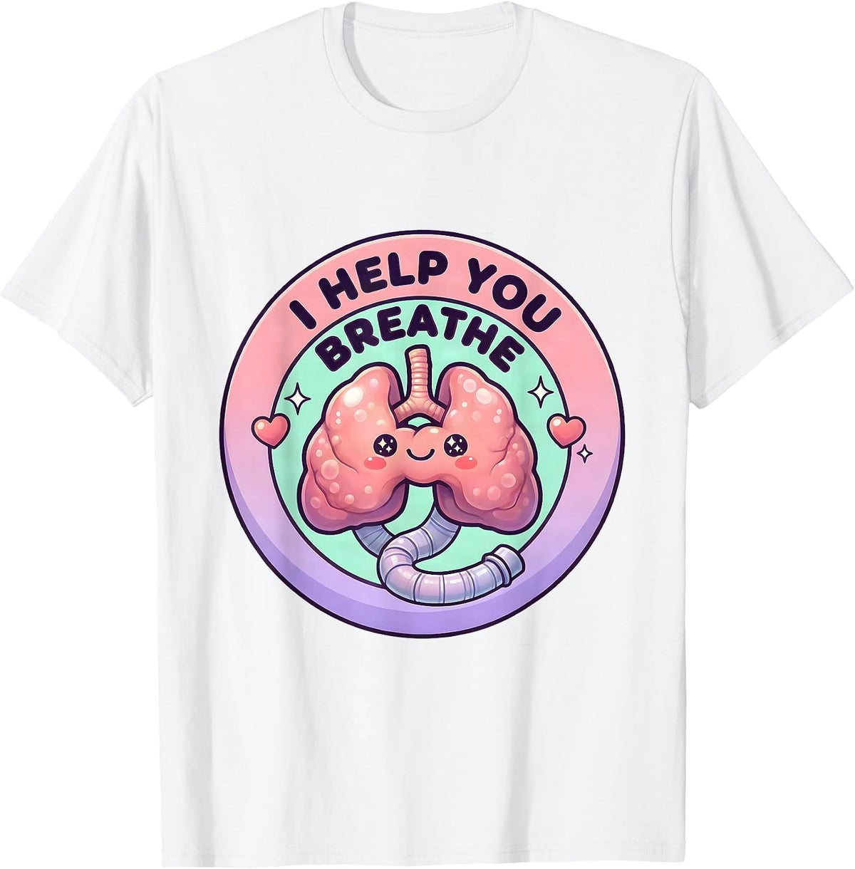Men's I Help You Breathe Cute Kawaii Respiratory Therapist RT T-Shirt - White