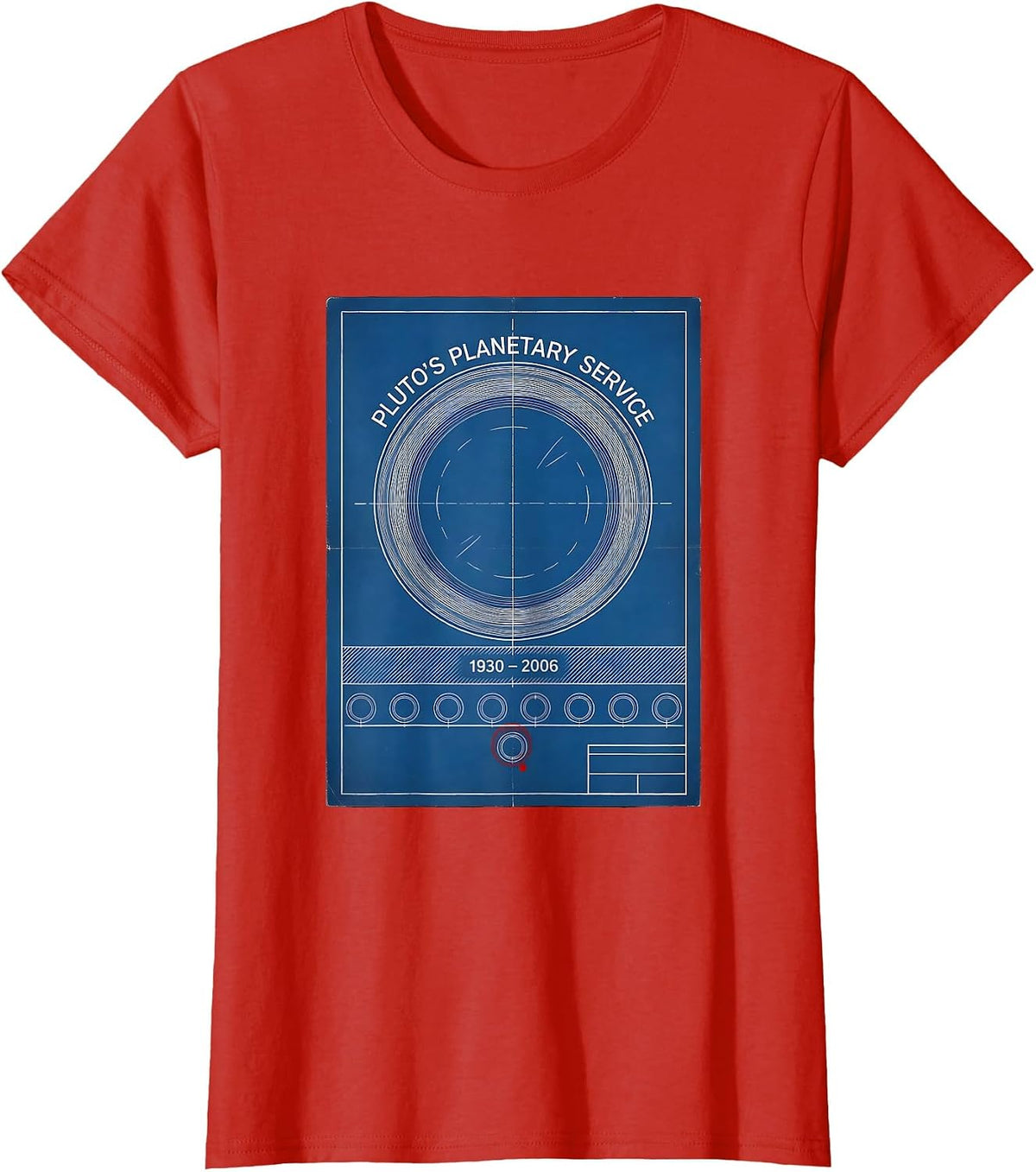 Pluto's Planetary Service, 1930–2006 Retro Pluto Planet T-Shirt - Red