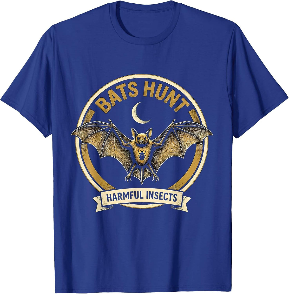 Bats Hunt Harmful Insects Vintage Gothic Bat Lover Halloween T-Shirt - Royal Blue