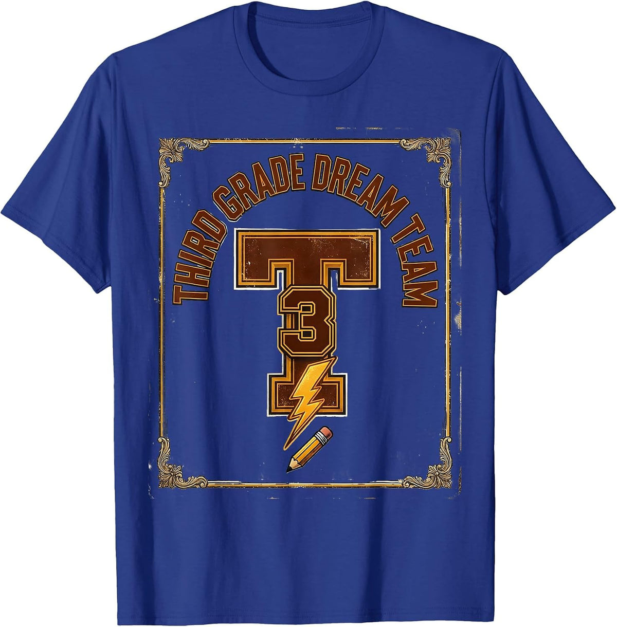 Third Grade Dream Team Retro Teacher Back To School T-Shirt - Royal Blue