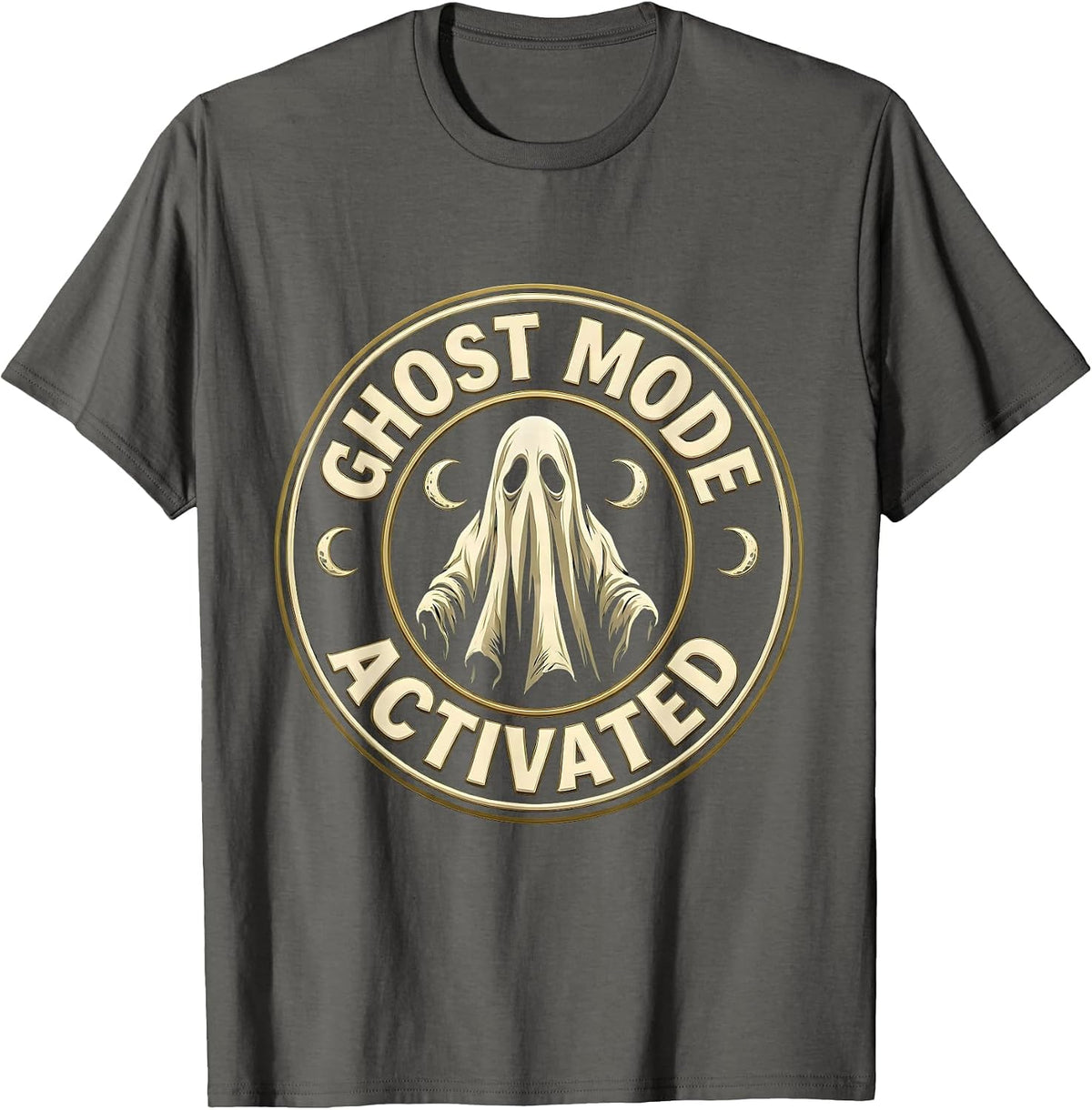 Ghost Mode Activated Spooky Season Design T-Shirt, Men, Asphalt Grey, Large - As Pictured