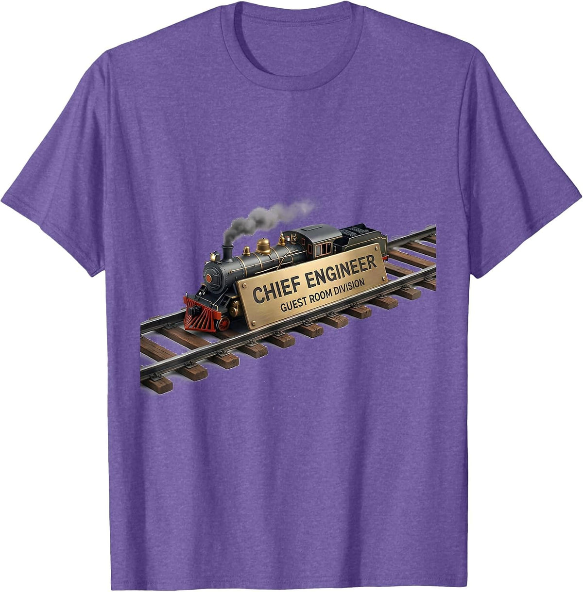 Men's Chief Engineer Guest Room Division Vintage Steam Train T-Shirt - Purple Heather