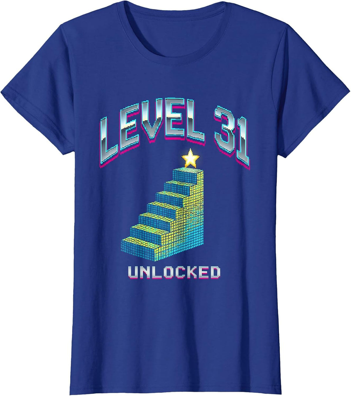 Women's Level 31 Unlocked Pixel Art Gamer Birthday Milestone T-Shirt - Royal Blue