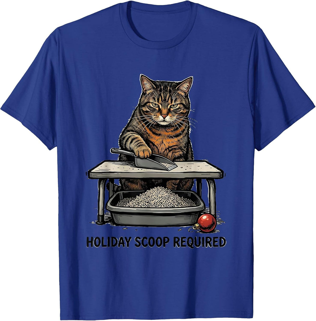 Men's Holiday Scoop Required Funny Cat Lover Christmas Grumpy T-Shirt - Royal Blue