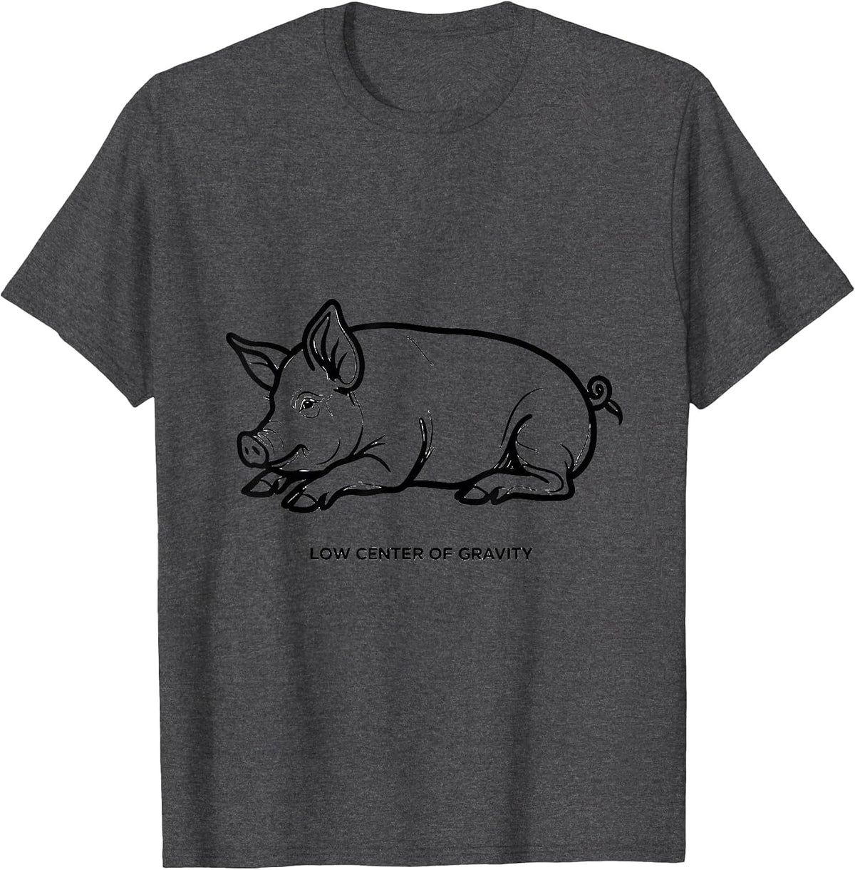 Men's Low Center Of Gravity Funny Pig Lover Animal Humor T-Shirt - Dark Heather Grey