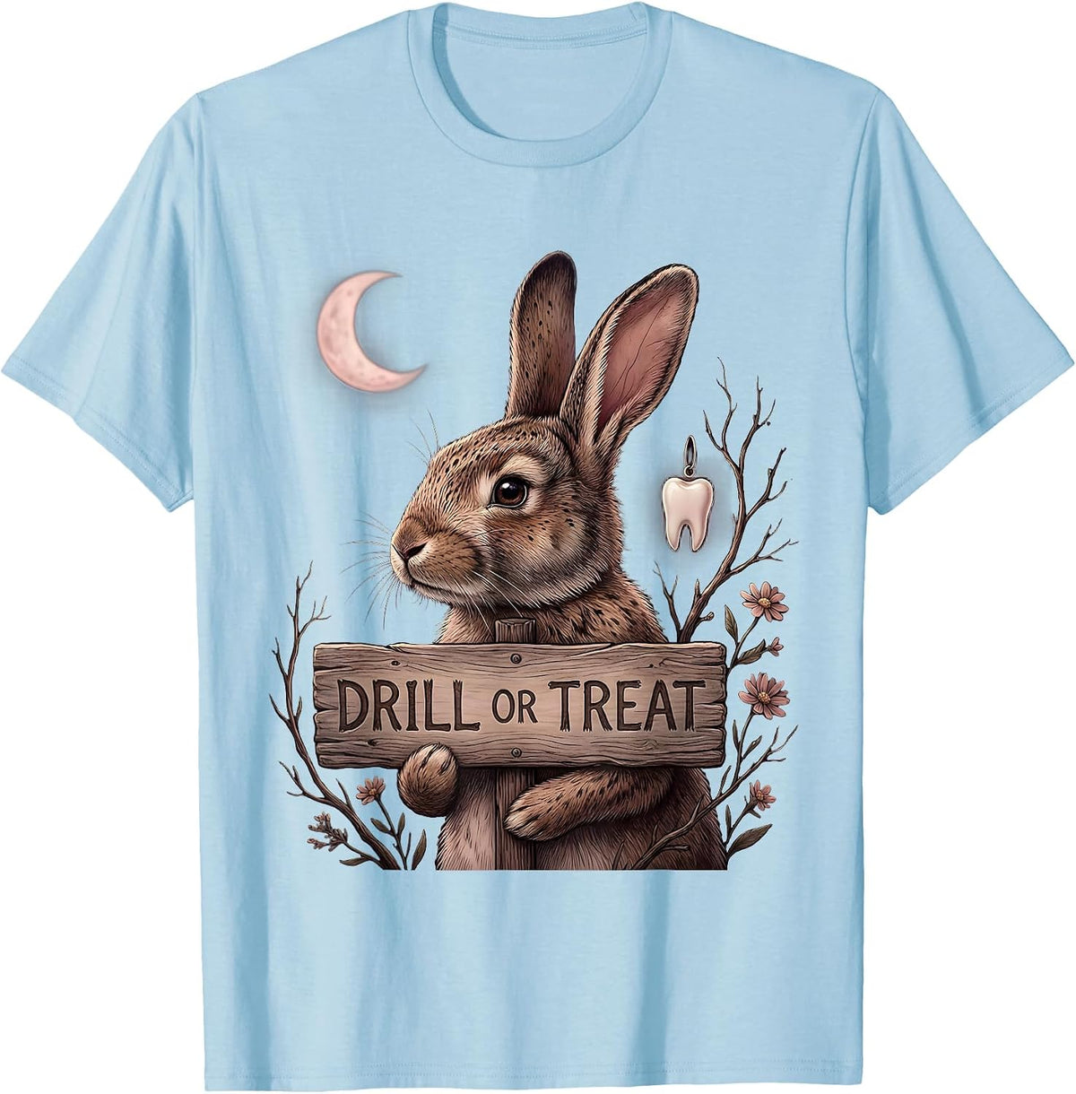 Drill or Treat Dental Halloween Design T-Shirt - Baby Blue