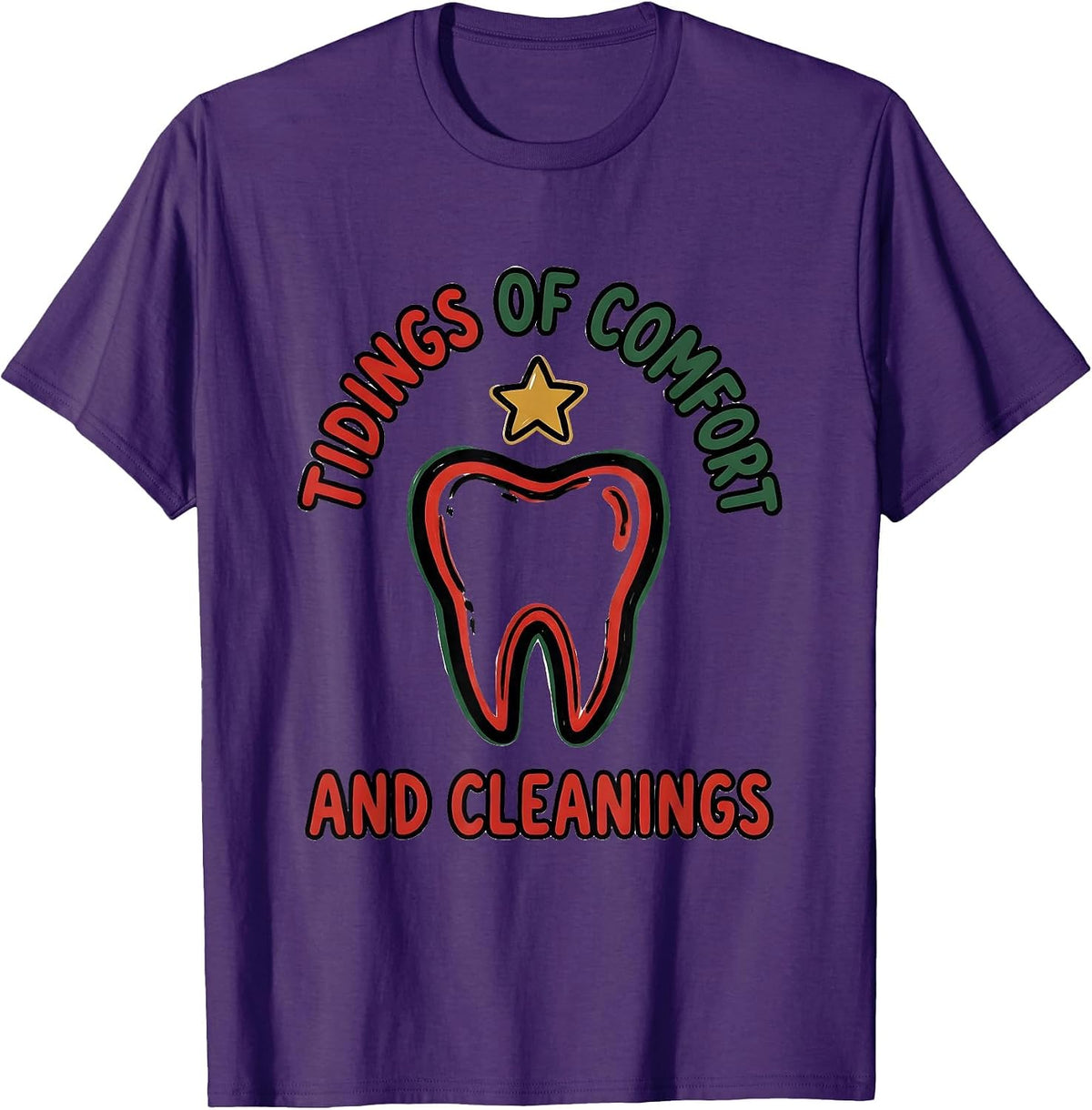 Tidings Of Comfort And Cleanings Funny Dentist Christmas T-Shirt - Purple