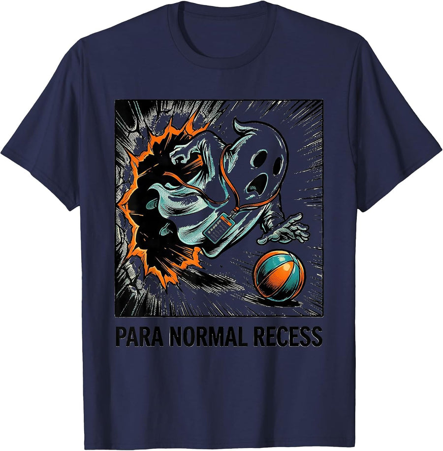 Para Normal Recess Comic Book Ghost Paraprofessional T-Shirt - Navy Blue