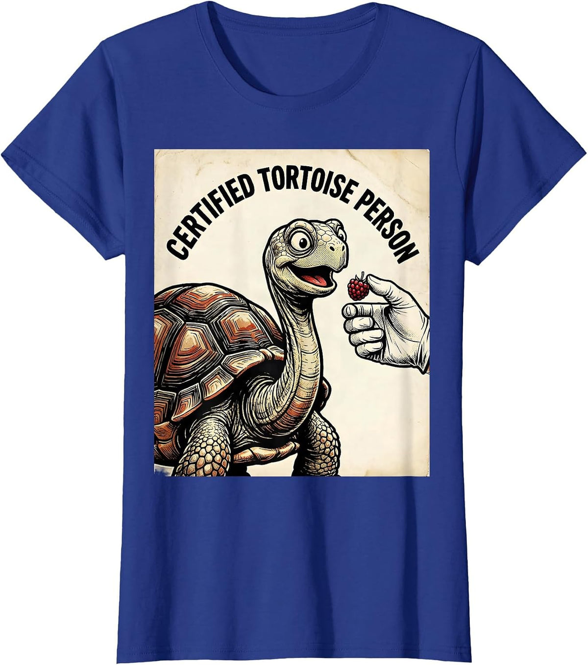 Women's Certified Tortoise Person Funny Tortoise Lover Retro Cartoon T-Shirt - Royal Blue