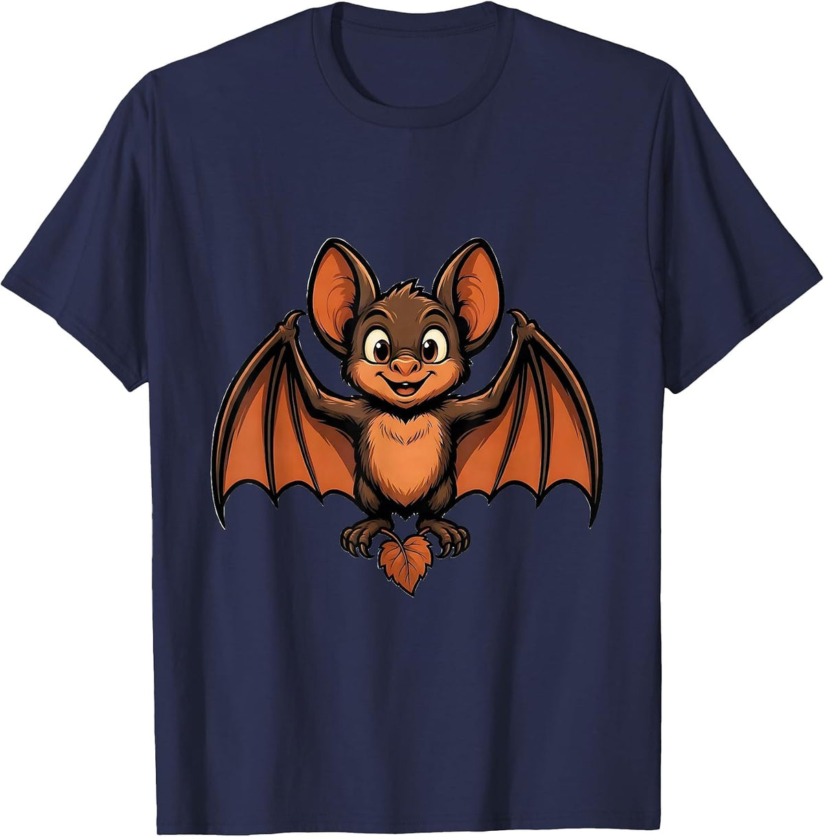 Men's Friendly Bat Mascot Wildlife Lover Halloween T-Shirt - Navy Blue