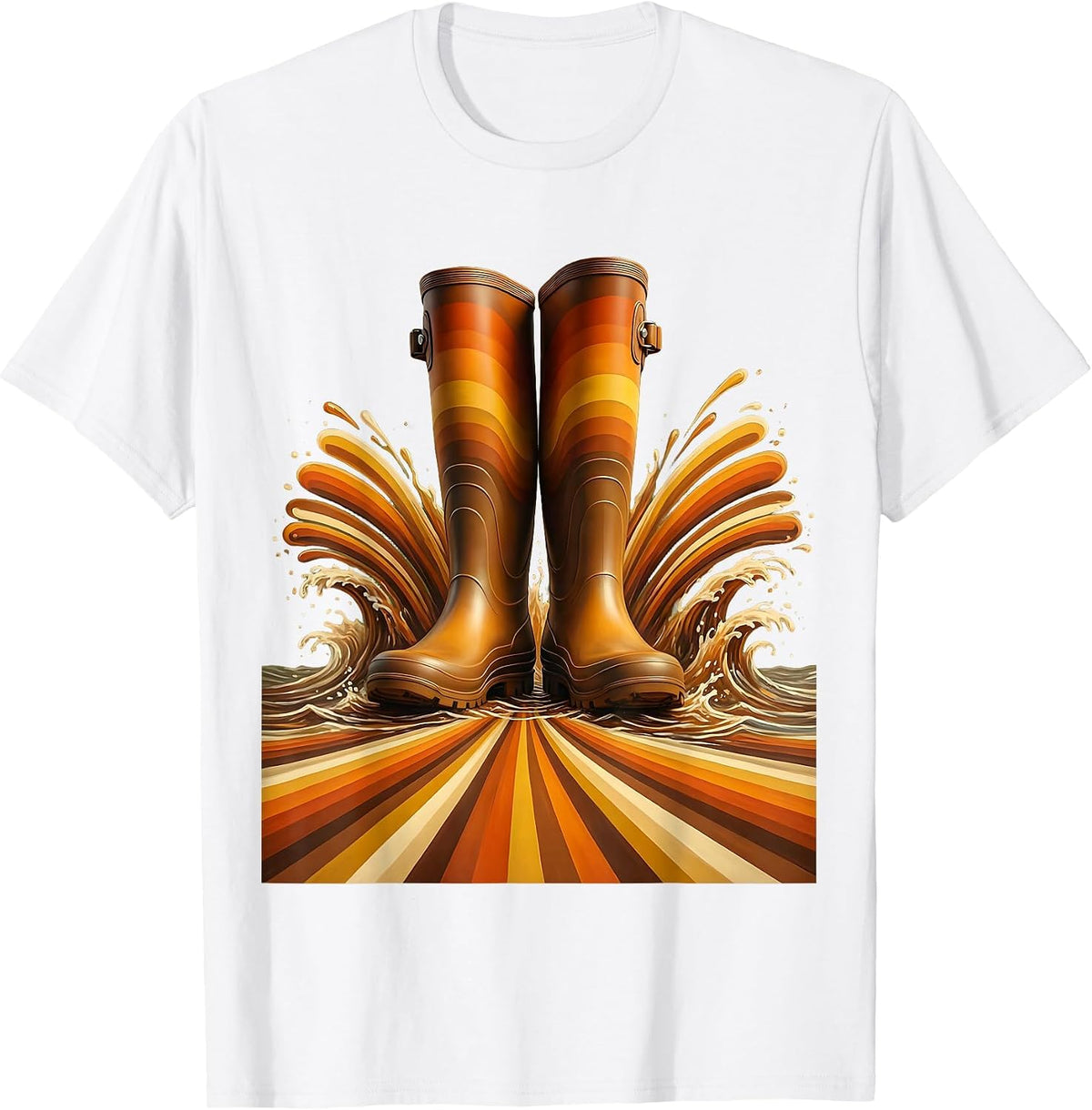 Men's Wading Boots Splash Fishing Graphic T-Shirt - White