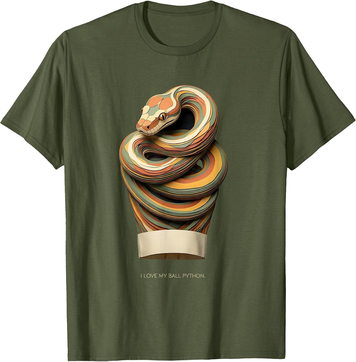 I Love My Ball Python Cute Reptile Keeper Snake Lover Gift T-Shirt - Olive Green