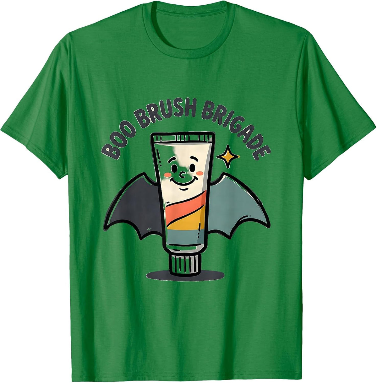 Men's Boo Brush Brigade Funny Dental Hygienist Halloween Costume T-Shirt - Kelly Green