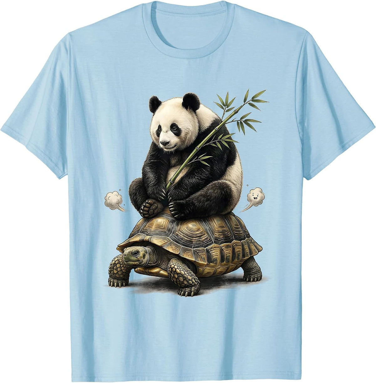 Men's Round Panda Illustration Cute Humor Gift for Kids T-Shirt - Baby Blue