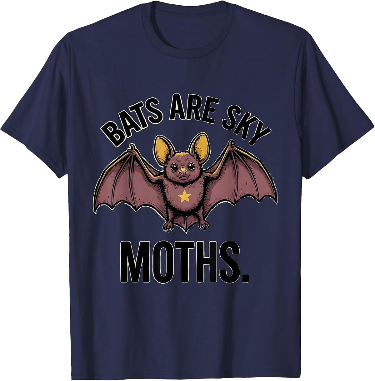 Men's Bats Are Sky Moths Funny Bat Lover Wildlife Biology Humor T-Shirt - Navy Blue