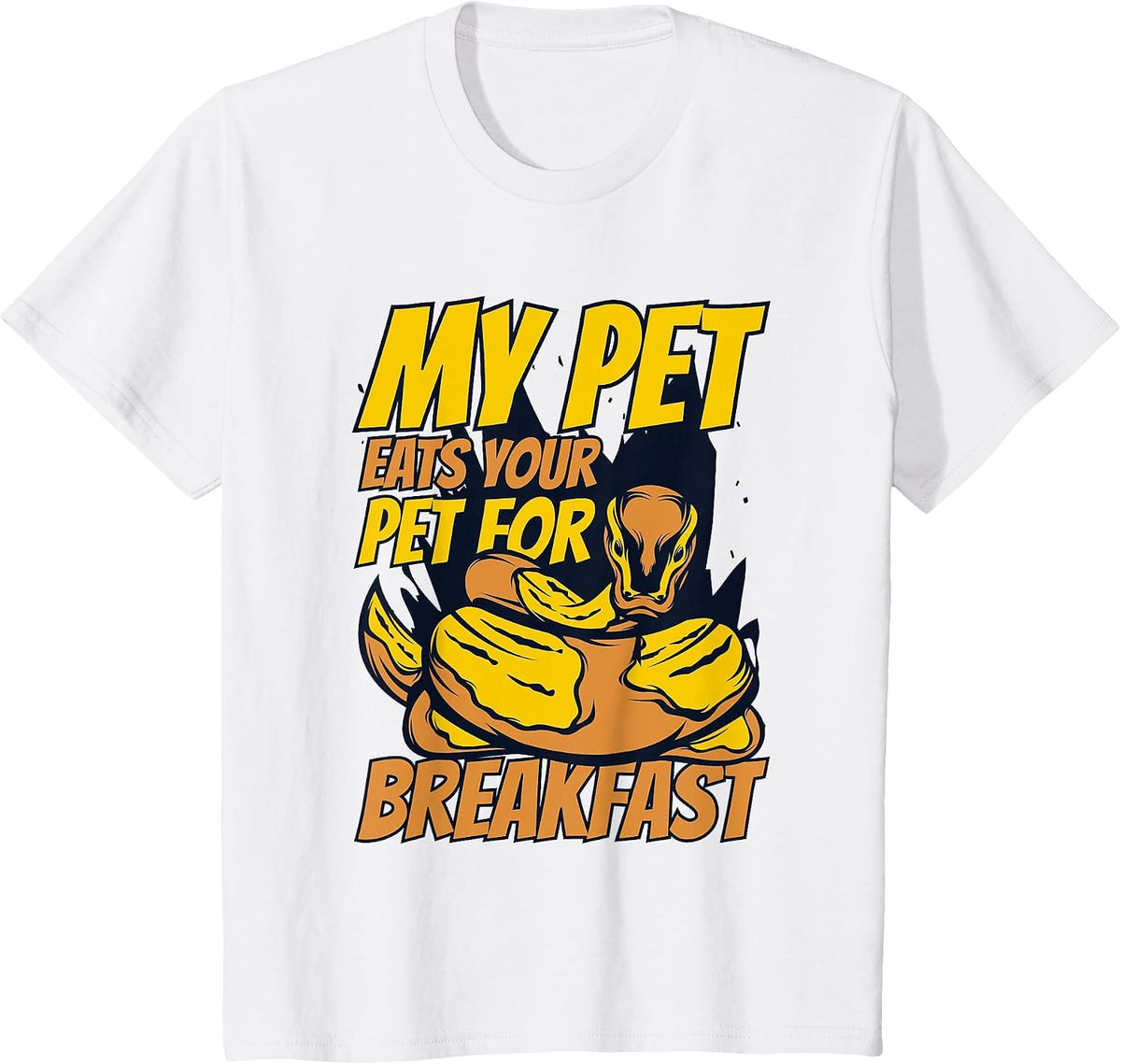 My Pet Eats Your Pet for Breakfast Banana Ball Python T-Shirt - White