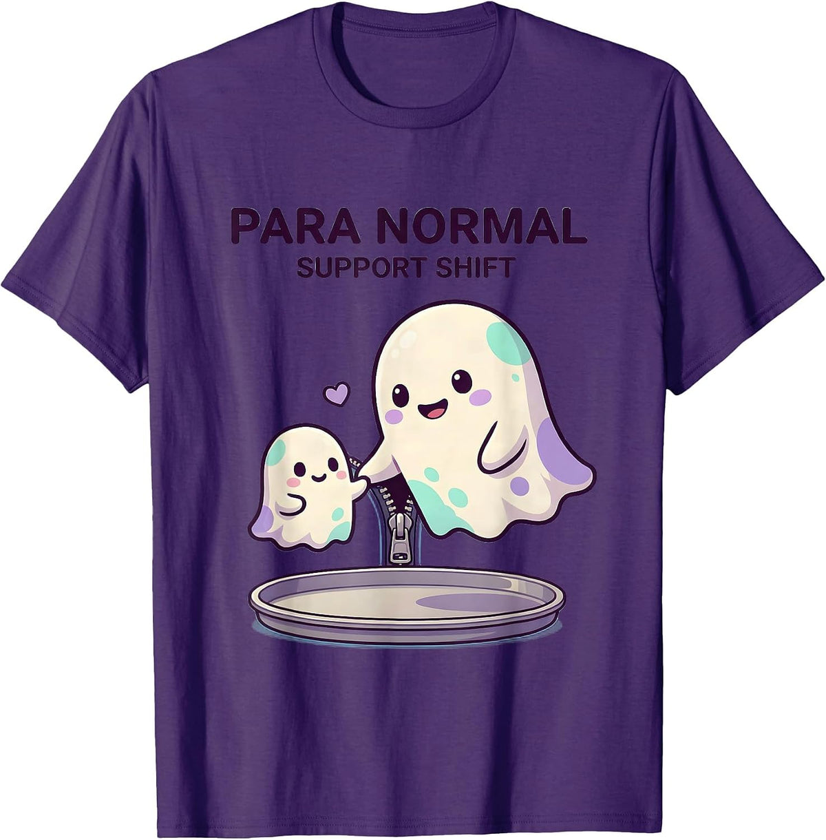 Para Normal Support Shift Cute Kawaii Ghost Paraprofessional T-Shirt - Purple
